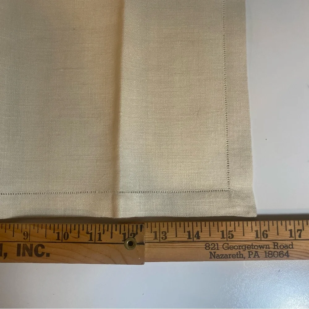 Set Of 5 Ivory Linen Hemstitch Border Napkins 16” Square